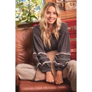 Charcoal Balloon Sleeve Sweatshirt